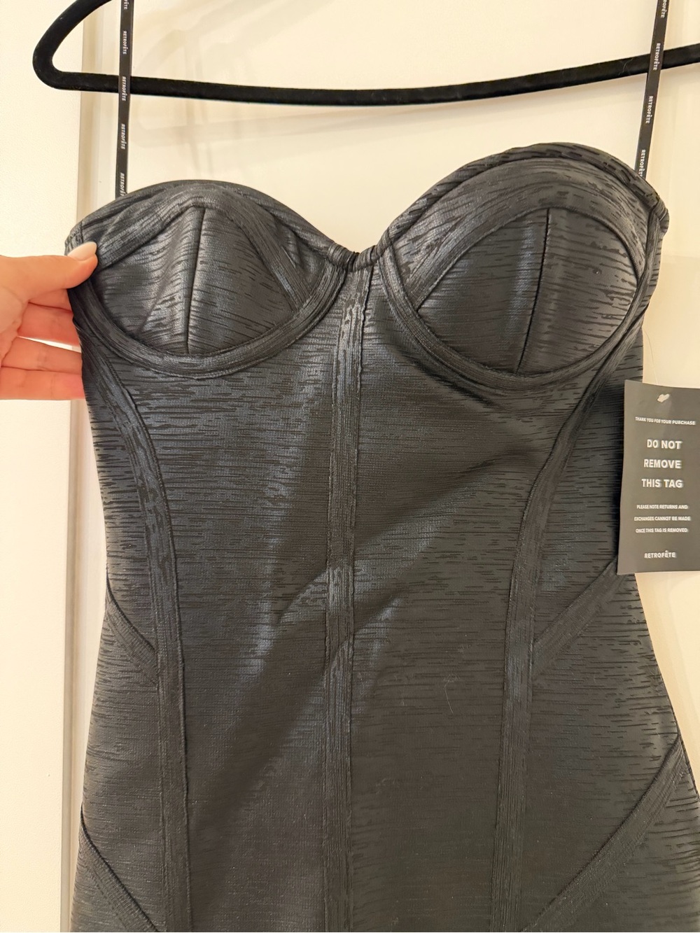 Retrofete Charlize Strapless Midi Dress in Black - Picture 4 of 7